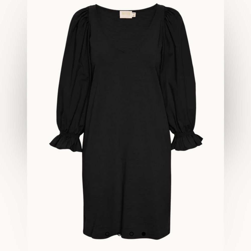 Nation Ltd Oralia Mini Dress Balloon Longsleeves V Neck Cotton Black XS New
